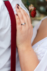 photo of ring on bride's finger