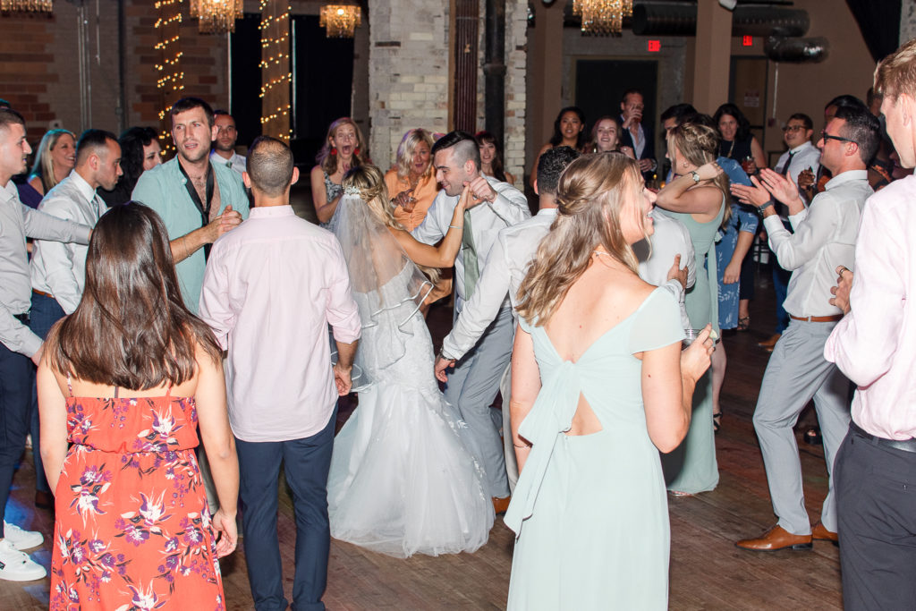 guests dancing at wedding reception