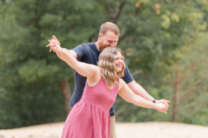 photo of fun pose during engagement session