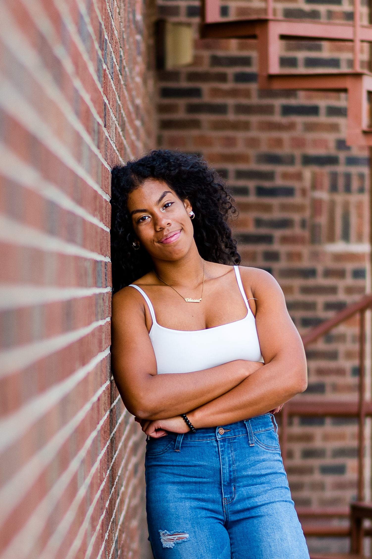 photo of girl looking at camera in senior photo session