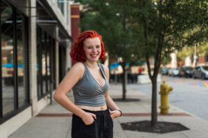 senior smiling during senior photo session