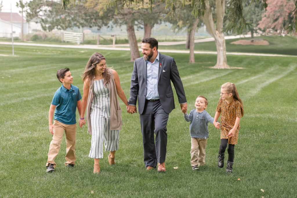 photo of family walking during family photo session