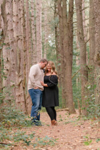 photo of couple snuggling during engagement session