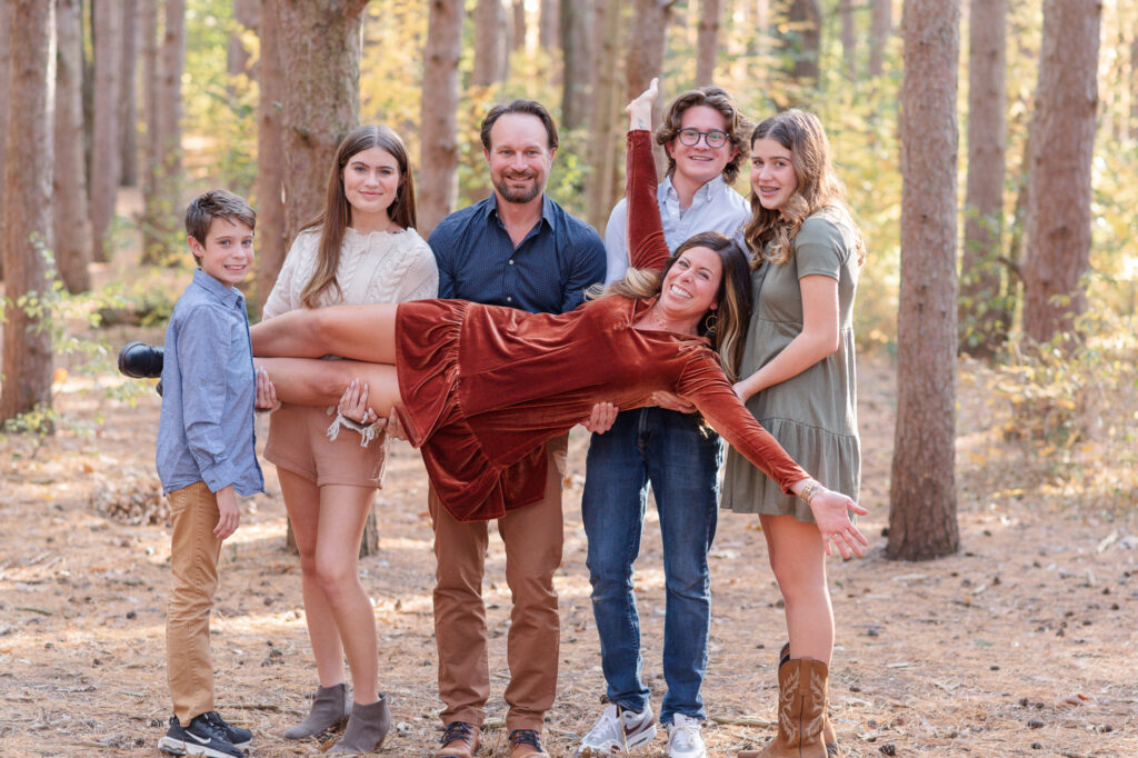 fun photo of family during family session