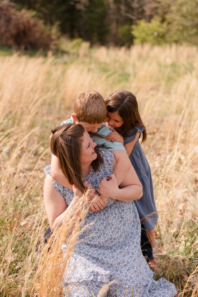 photo of children with mom during family session