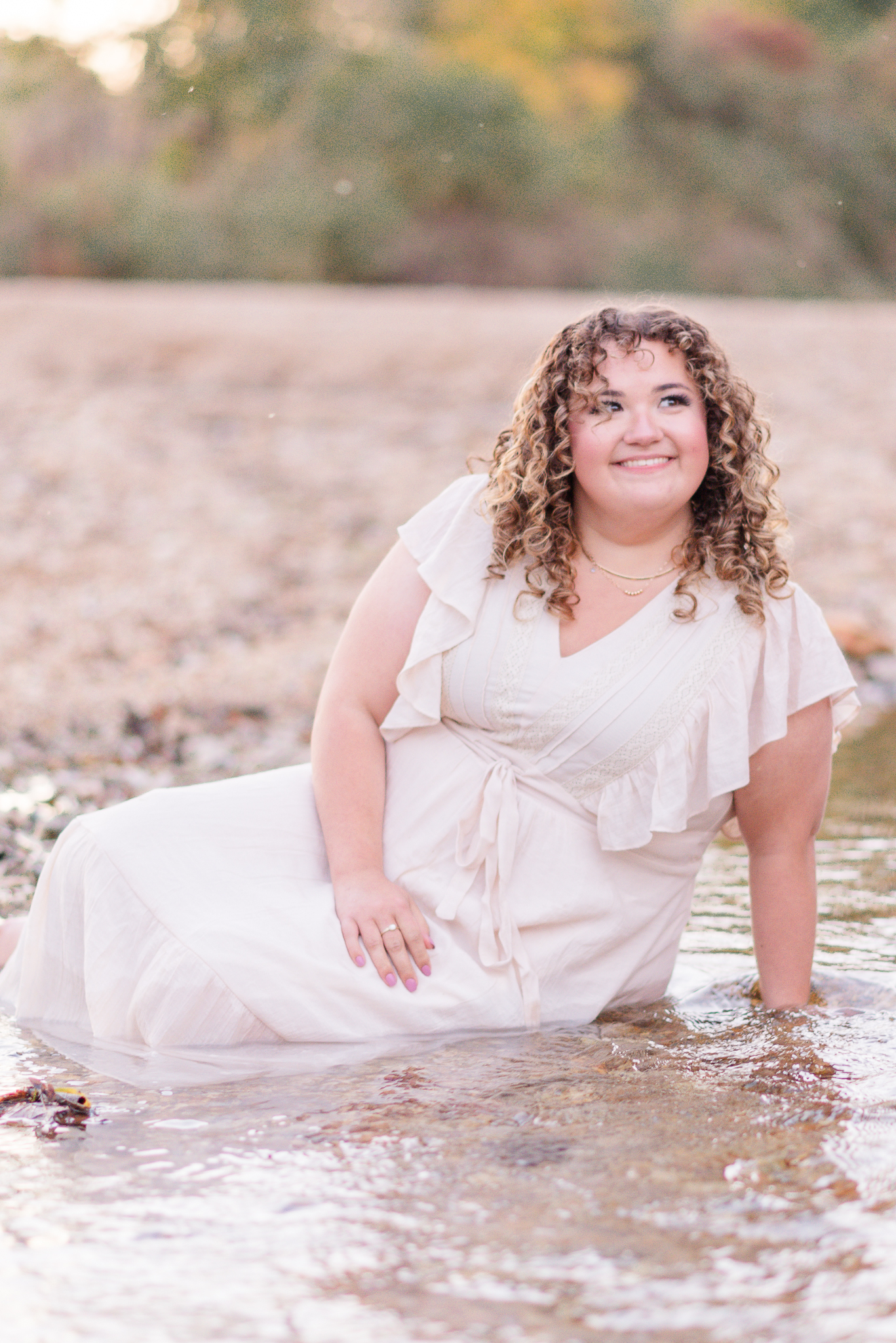 couple looking at camera during engagement session