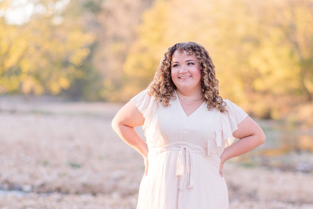 photo of high school senior smiling during senior photo session