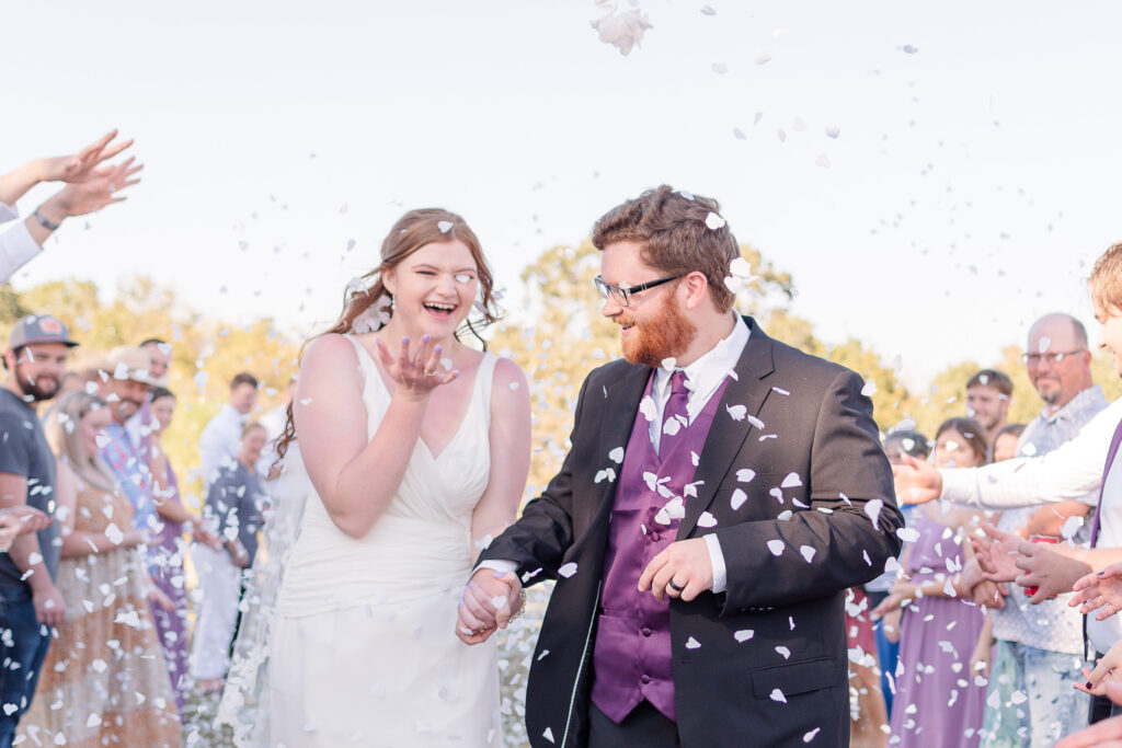 photo of bride and groom at their wedding reception